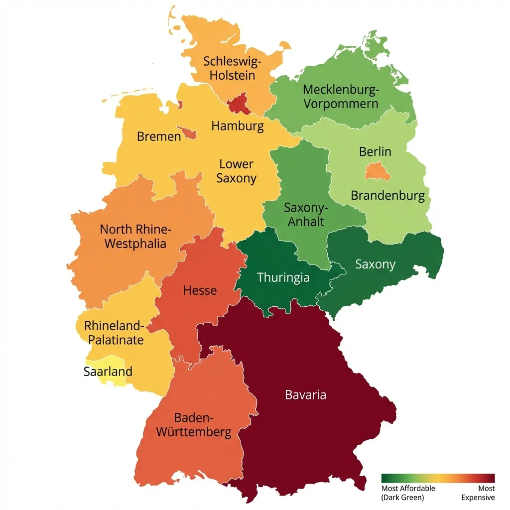 Heatmap of cost of living across German federal states